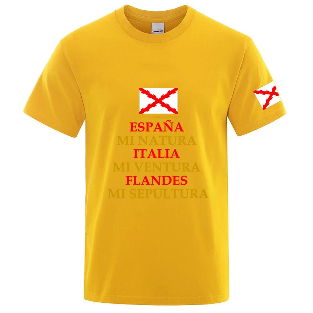 2026 Unisexs Summer Spanish Empire Retro Spain Logo Print Pure Cotton Solid Color Sports Casual RoundNeck Breathable TShirt