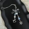 Winter Snowflake Charm: Blue Bow Mobile Keychain