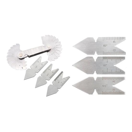 Zähler Mehrfachsteigungslehrensatz Edelstahl Gewindesteigung Messwerkzeuge 55/60 Grad Gewindelehre Gewindemesswerkzeuge Kit