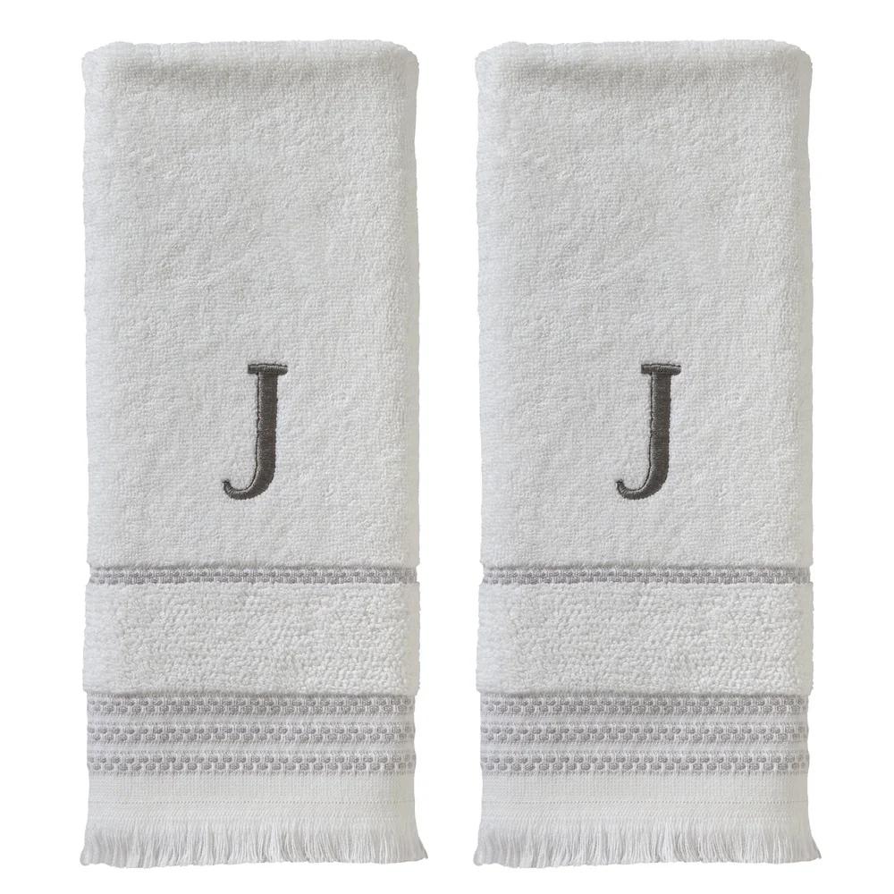 Casual Monogram Hand Towel Set 2-Pack Personalized Cotton Terry Embroidered Gift Wedding Home Decor Absorbent Soft Towel