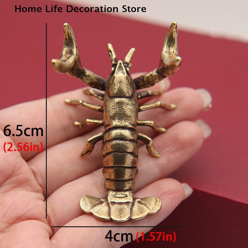 Solid Brass Crayfish Ornament Vintage Animal Pen Holder Desktop Decorations Crafts Collections Lobster Figurines Miniatures Pets