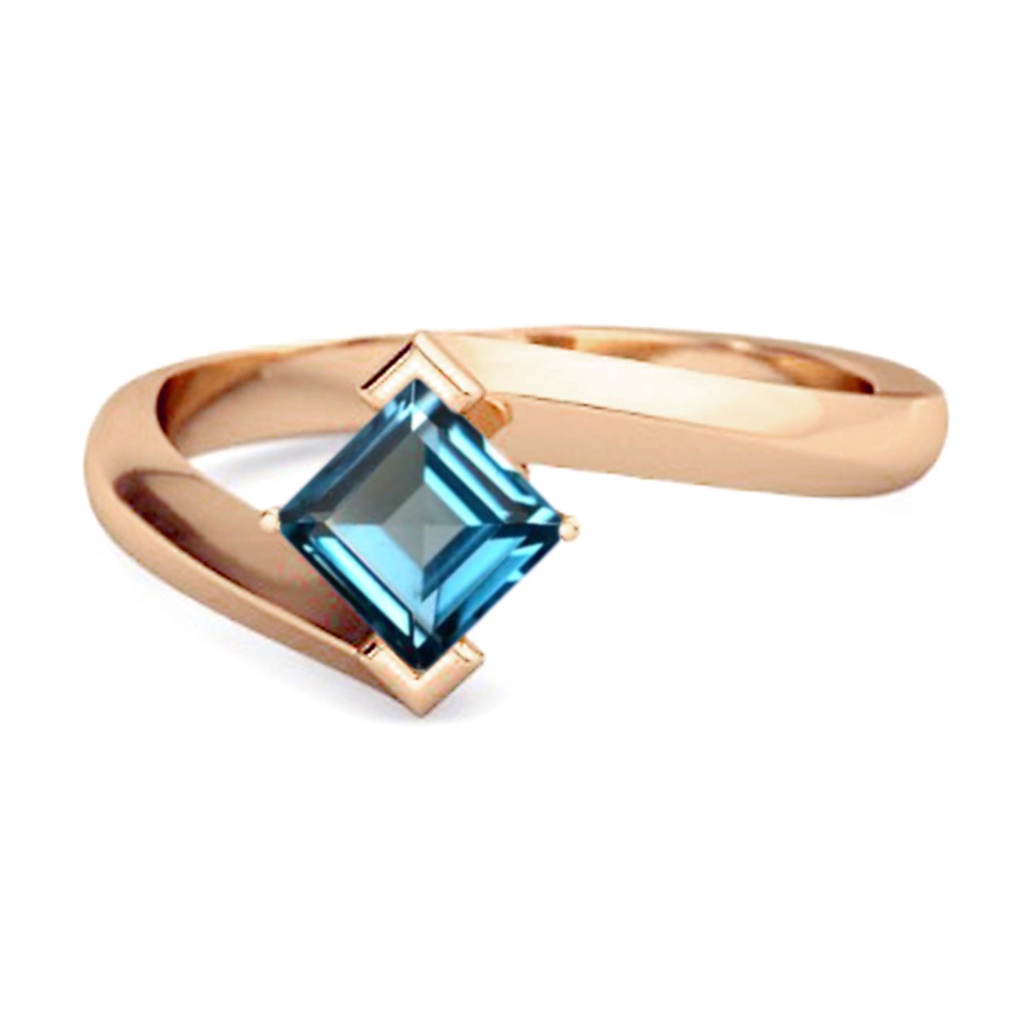 London Blue Topaz Sleek Tension- 925Style Ring - 925 Sterling Silver Rose Gold Vermeil 11 ярко-розовый