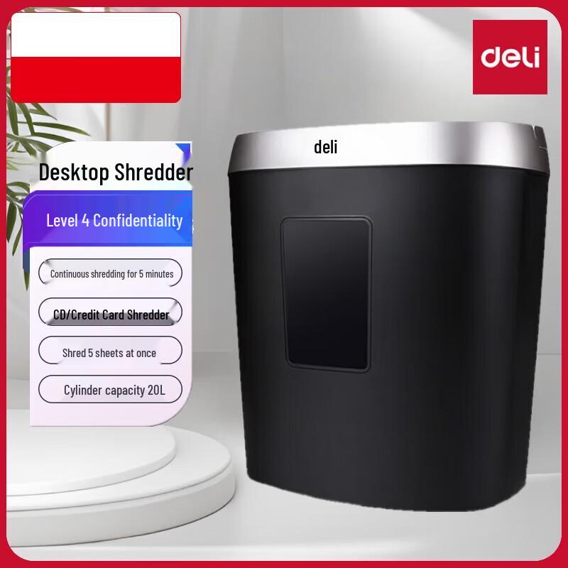 

Deli Desktop Paper Shredder with Level 4 Security