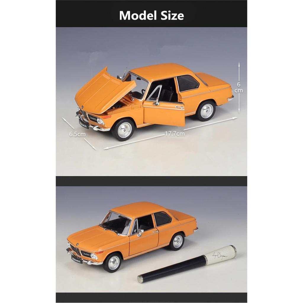 WELLY 1/24 BMW 2002 TI Alloy Miniature Car Model Diecast Metal Scale Model Car Diecast Metal Static Collection Children Toy Car