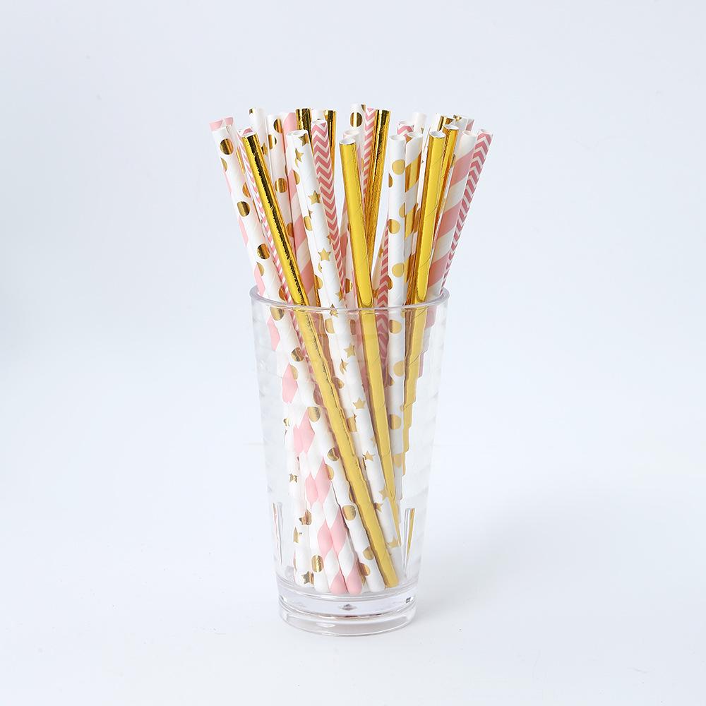 Eco-friendly Biodegradable Striped Paper Straws for Juice Catering