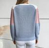 Women's Fashion Casual Round Neck Long Sleeve Comfortable Contrast Color Cable Knit Women's Pullover Loose Sweater