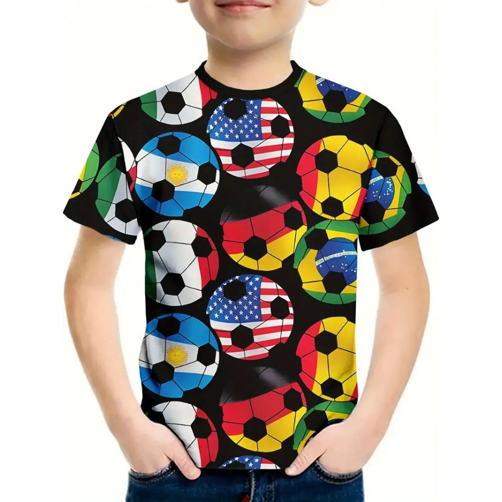 Sports Football 3d Print Tee Shirt Kids Boys Clothes Short Sleeve Casual Children's Clothing Fashion T Shirt For Boys