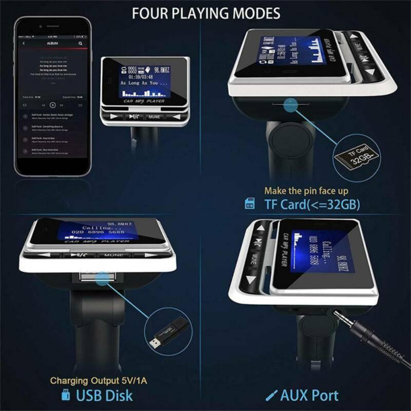 FM Bluetooth-compatible Mp3 Player Large Screen Display Hands-free Calling Fast Charging Adapter