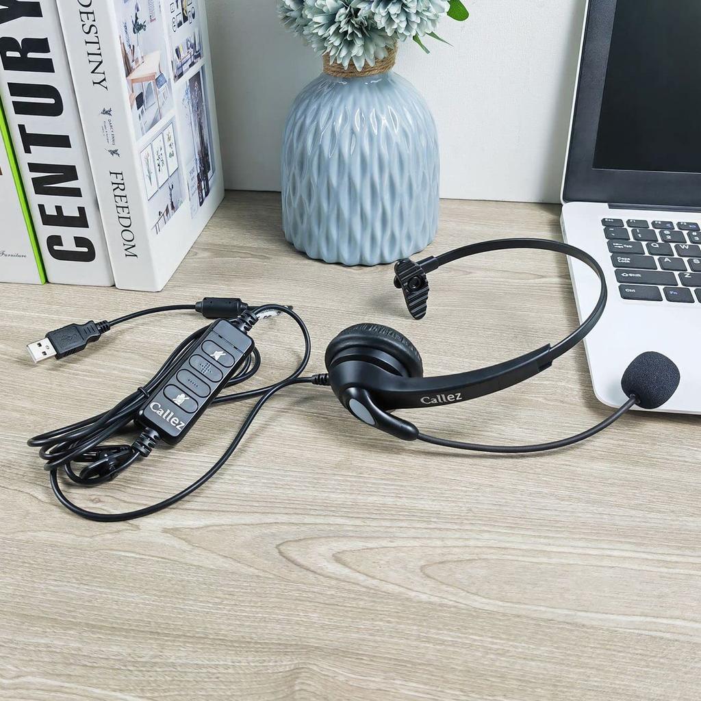 USB Single with Noise Volume and Mute for Skype Web Working from Online and Video Clear Comfortable Design Headset, Ear, Microphone, Cancelling,