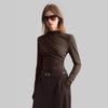 Spring Asymmetric High Neck Slim Fit Flattering Daily Outerwear Innerwear Top Women Fashion Daily Basic Casual Slim Fit Ladies Elegant Top