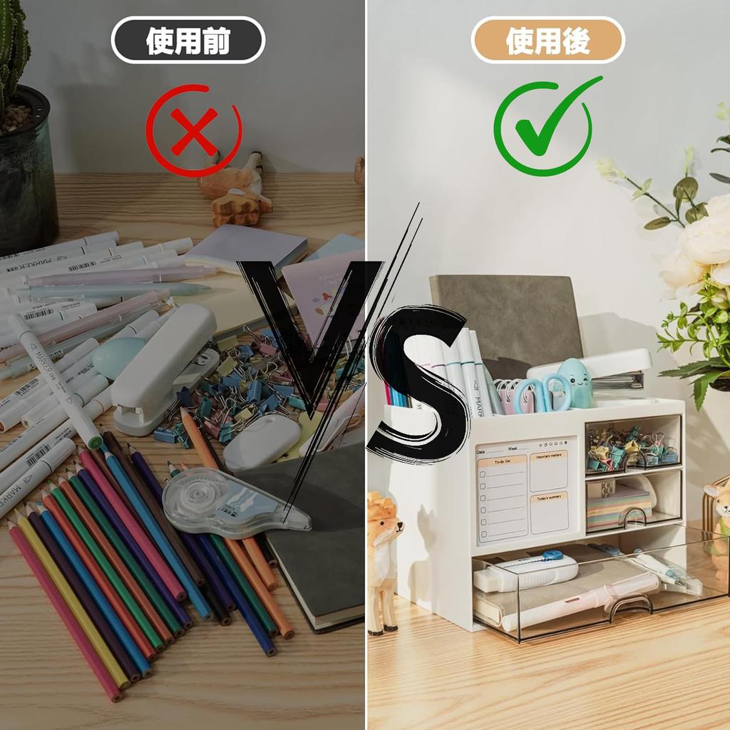 YSkrep 7-Tier Large Capacity Desk Organizer with Clear Drawers, Space-Saving, Clutter-Free Storage, Shockproof, Lightweight, and Portable. 7-Tier Pen