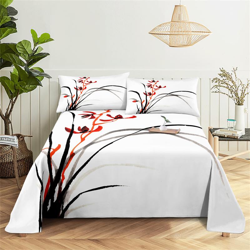 Bedroom Sheet Set Gorgeous Flowers Digital Printing Bedding Sheet Pillow Case Bedding Fashion Exquisite Printing Sheet