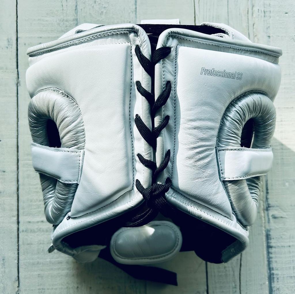 PRIZE RING Lightweight Headgear L Size "Professional SS" Silver/White