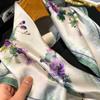 Printed Soft 100% Real Silk Scarf Fashion Foulard Women Square Neckerchief Floral High Quality New Hair Tie Bandana