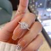 Elegant Adjustable Heart-Shaped Zircon Women's Ring - Fashionable Open Design