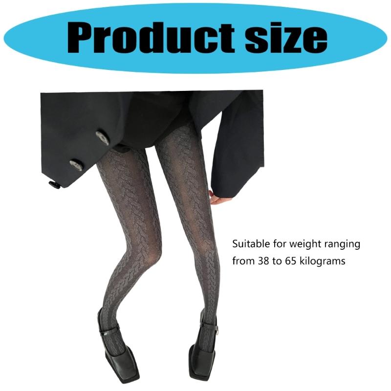Women's High Waist Pantyhose Jacquard Braided Vertical Striped Pattern Tights Breathable Semi Opaque Stockings Leggings