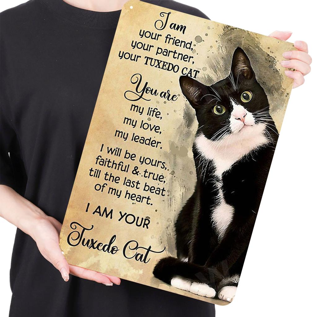 Tuxedo Cat Vintage Metal Tin Sign Decorative Tin Sign Art Plaque Poster for Cat Enthusiast Novelty Gifts My Lord Decor 30x40cm