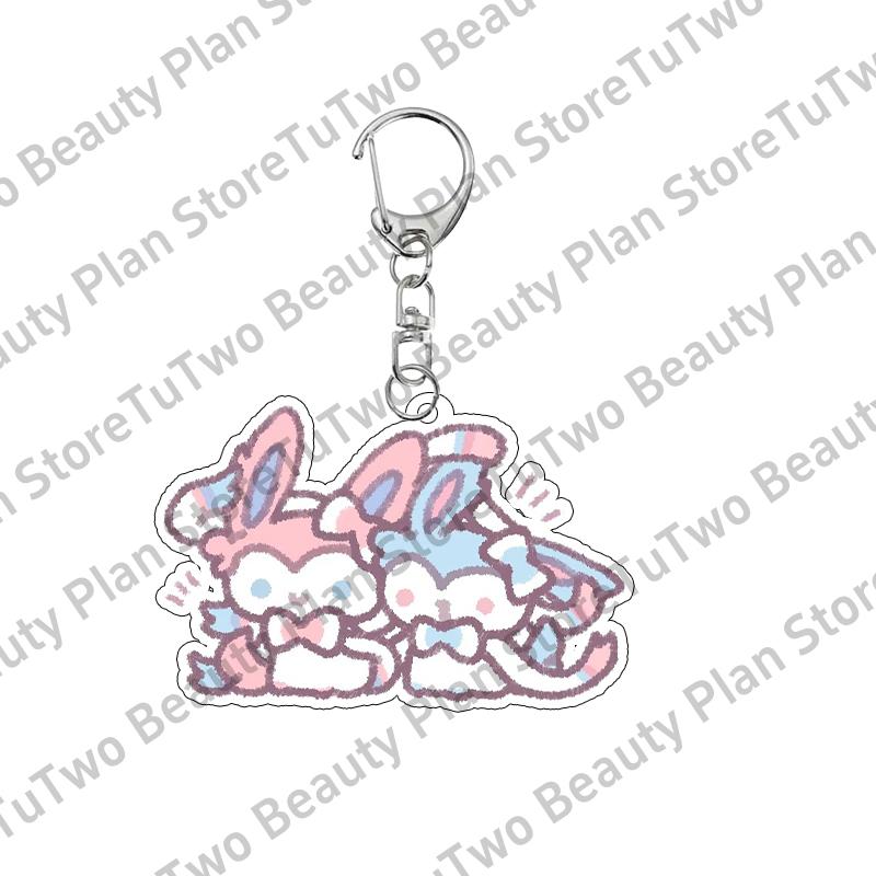 

Couple Anime Acrylic Keychain Eevee Vaporeon Flareon Espeon Sylveon Cartoon Kawaii Peripheral Bag Pendant Family Gifts Jewelry about 5cm
