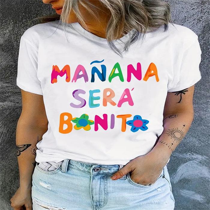 Reines Baumwoll-T-Shirt mit Buchstabenmusterdruck Sommer Kurzarm O-Ausschnitt Lustige Damen-T-Shirts