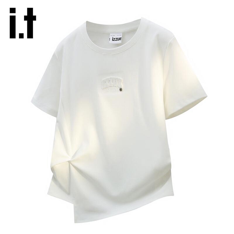 Izzue It Women s American Style Loose Irregular Toothbrush Embroidery T-Shirt S