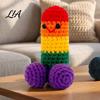 Cute Yarn Decoration Handmade Crochet Ornament, Funny Positive Desk Buddy, Exquisite Craft Figurine, Emotional Support Keepsake Gift for