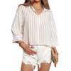2025 Summer European & American Stripe Pocket Long Sleeve Single-Breasted Shirt Dress