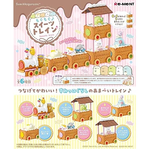 Re-ment Sumikkogurashi Mogumogu Sweets Train Box Product, 6 Types, 6 Pieces