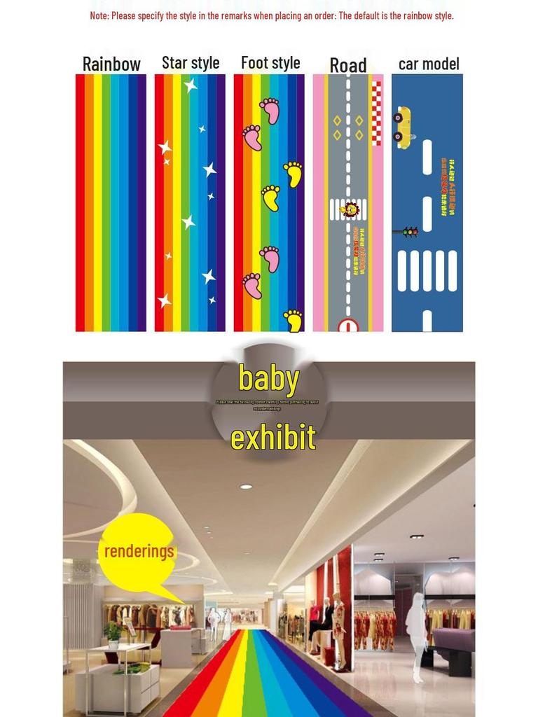 Rainbow Runway Floor Sticker: Removable, Self-Adhesive Decoration for Kids' Rooms, Malls, and Schools