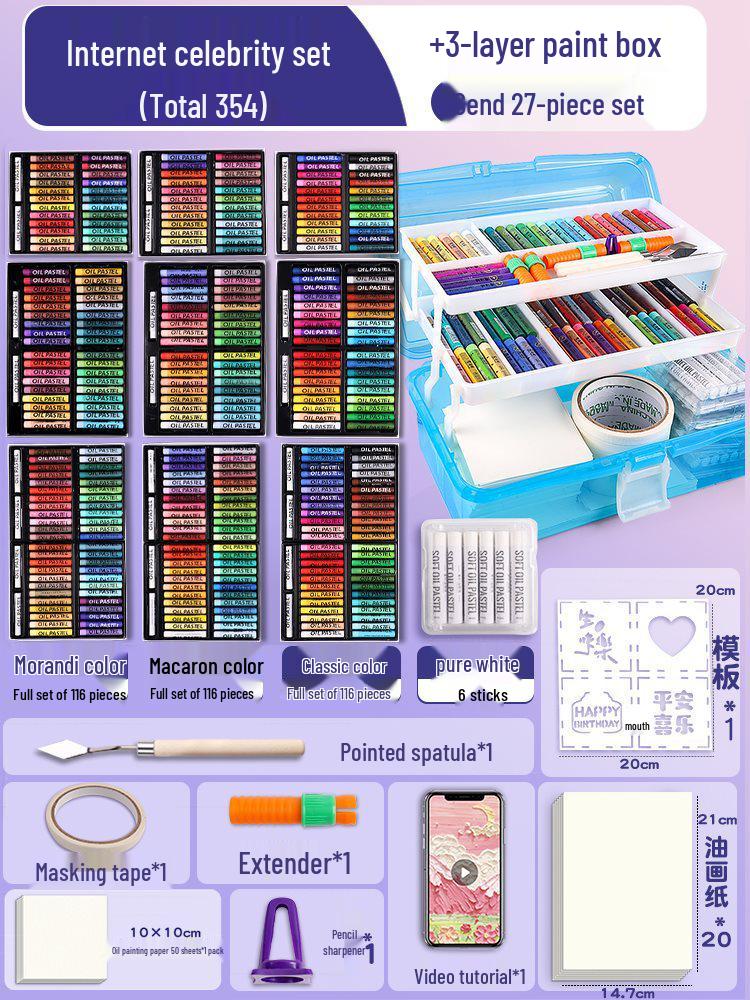 Super Soft Oil Pastel Set with Brush & Scraper Tools - Perfect Crayons for Kids' Birthday Gifts & DIY Projects