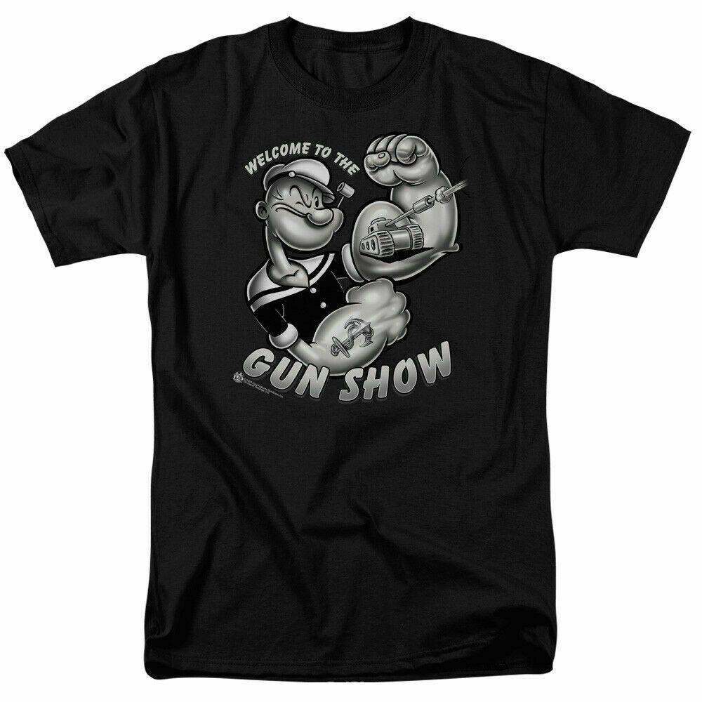 Popeye Gun Show T Shirt Licensed Comic Book Cartoon Tee Black M