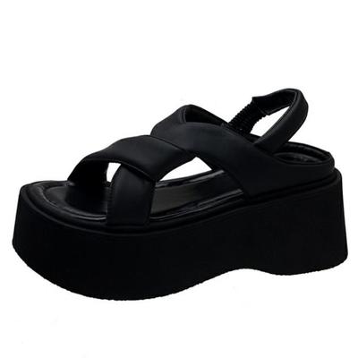Zapatillas de Verano de Moda para Mujer Chanclas de Playa Zapatos Gruesos de Cuero para Señora Tacones de Cuña Sandalias de Exterior Mujer Zapatillas de Plataforma Alta 8CM