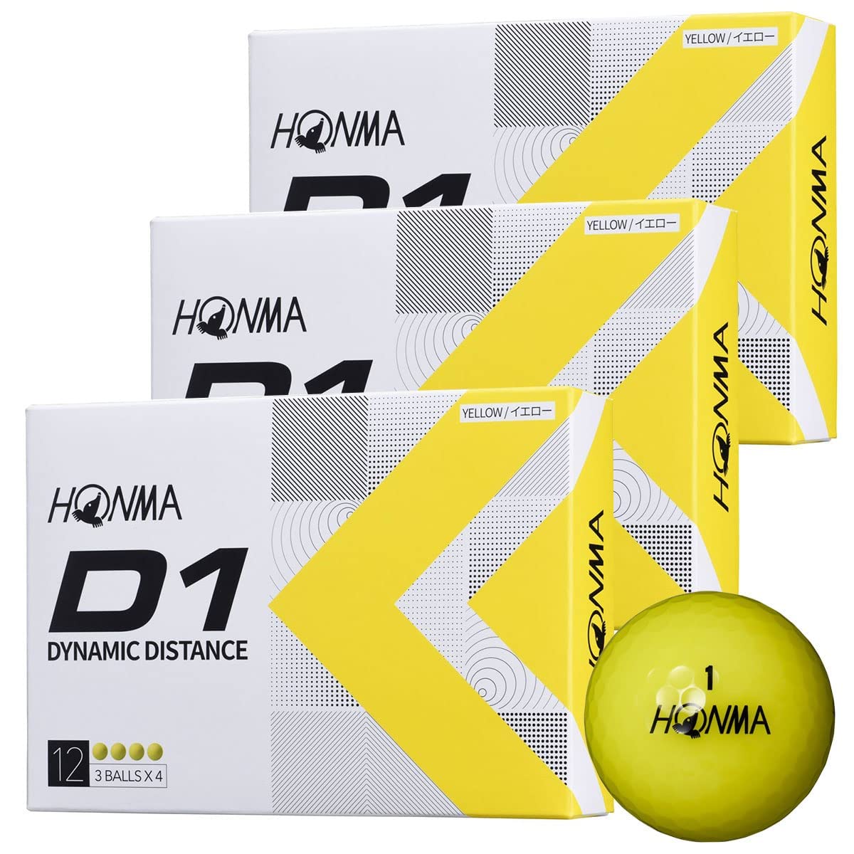 

HONMA D1 2022 Golf Balls Yellow BT2201 Set of 3 dozen (36 balls)