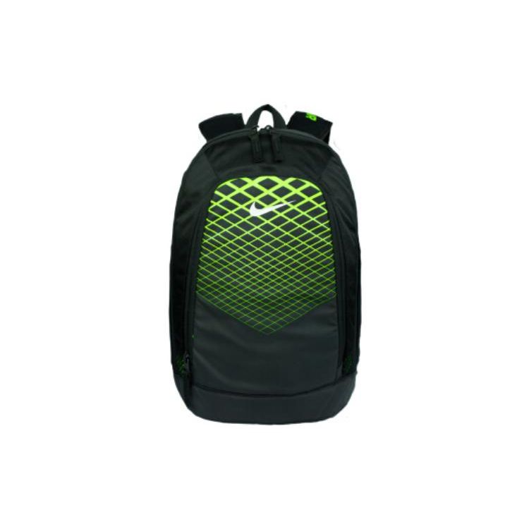 Nike Sports Casual Zipper Adjustable Shoulder Strap Polyester Backpack Unisex Backpack Black Green BA5374-010 Black/Green