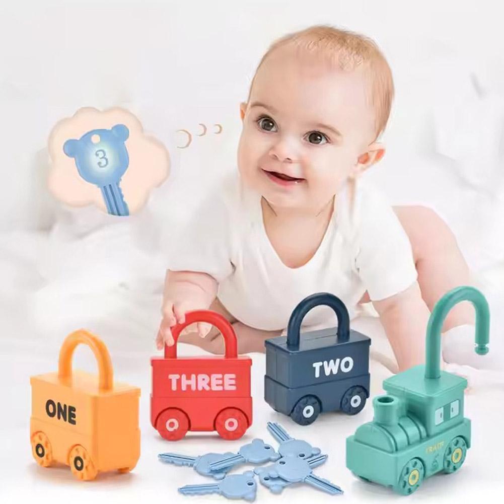 Baby Lernschloss mit Schlüssel - Montessori Lernspielzeug für Kinder 1-3 Jahre, Zahlen Zuordnungs Auto Spiele Sensorisches Spielzeug