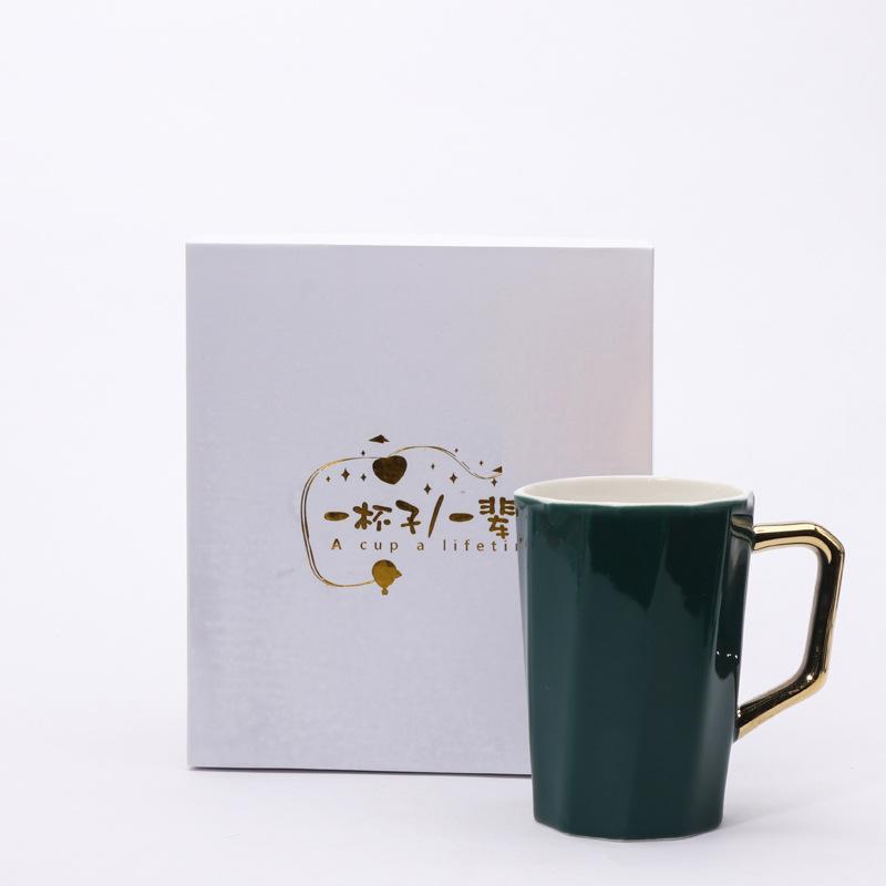 ins gold-plated handle ceramic mug office water cup wedding event gift high temperature resistance