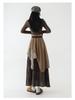 Women's High-Waisted Retro Plaid Lace Patchwork A-Line Skirt with Irregular Hem