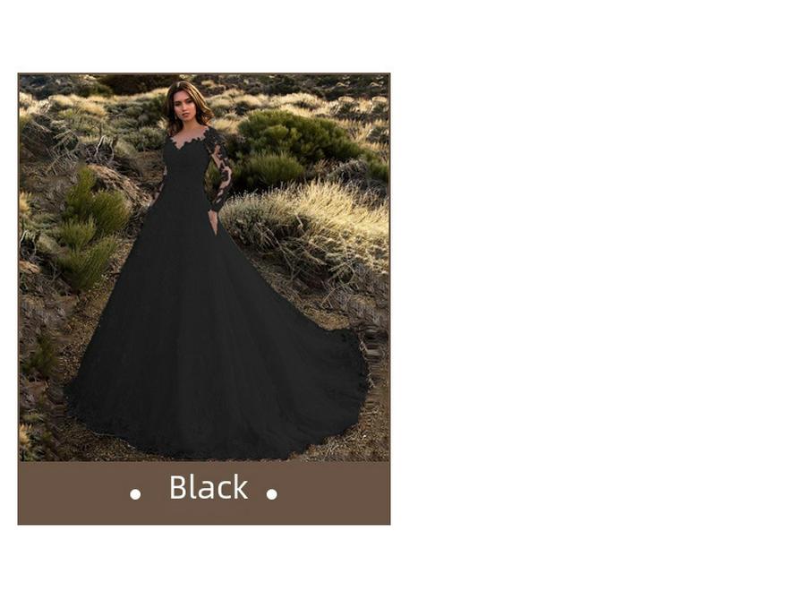 2025 Women's European & American Long Sleeve Lace Bridal Wedding Dress