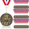 Quelay 30 Pcs Goat Medal Greatest of All Time Goat Pendant Champ Medal Funny Medals for Awards with Neck Ribbon Goat Award Necklace for Football