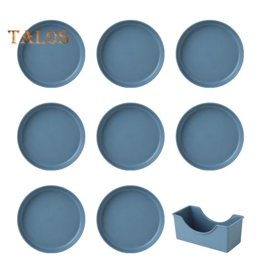 

8 шт. легкие пластиковые тарелки, небьющиеся многоразовые обеденные тарелки, которые можно мыть в посудомоечной машине, красочные тарелки для кухни, повседневные тарелки для кемпинга Round синий