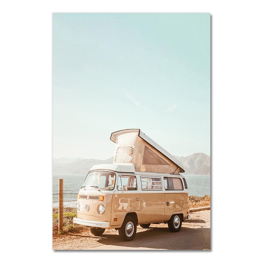 California Surf Art Prints Beach Wall Art Summer Print Sunset Landscape Canvas Painting Surfboard Boho Decor Coastal Posters 21X30CMNo Framed