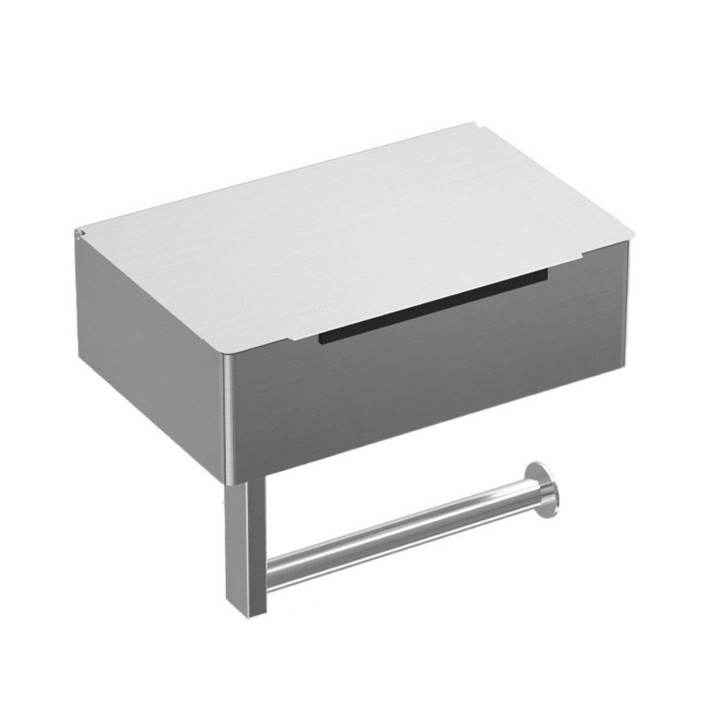 Self-Adhesive Toilet Roll Rack with Shelf Stainless Steel Wall Mounted Wipe Dispenser  Washroom