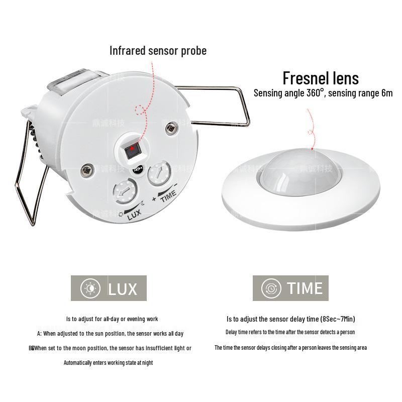 Compact Recessed Ceiling Infrared Motion Sensor Smart Dimmable Light Switch PIR