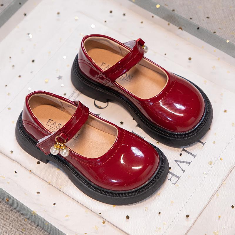 Girls' black leather shoes, children's soft-soled princess shoes 2025 performance shoes, older children's primary school students' leather shoes, wome