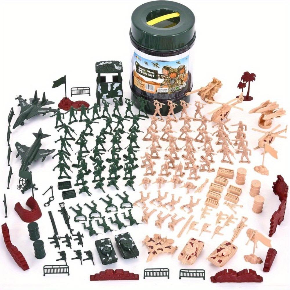 Discover Intime Men's 164 Pcs Military Soldier Army Enjoy Bucket Army Action Figures Battle Group Aircrafts Helicopters Tanks Featuring Bucket