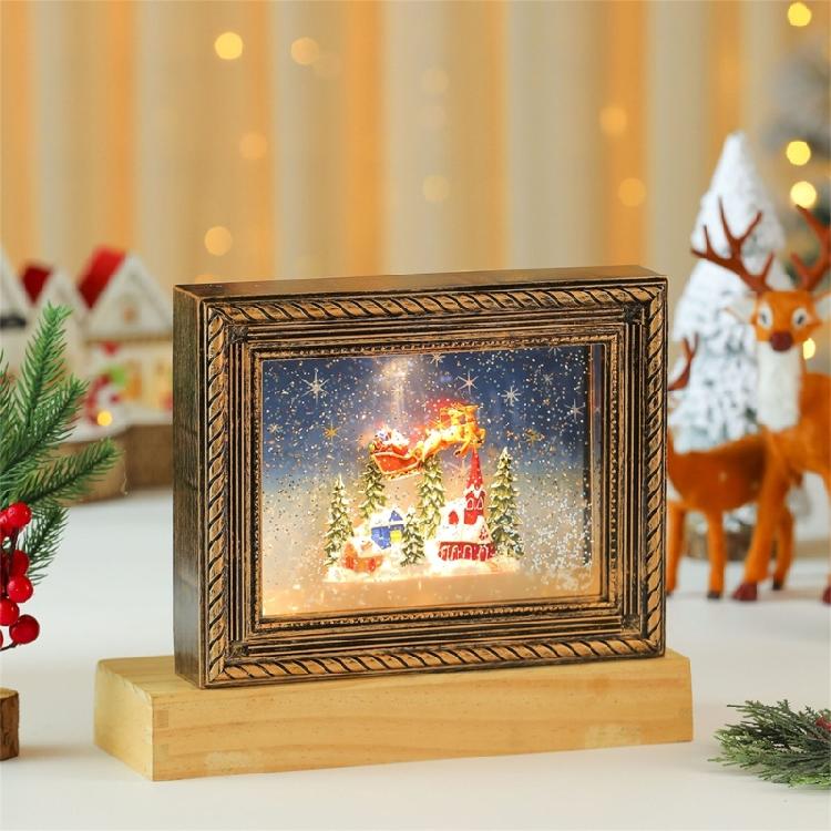 Seasonal Musical Picture Frame Feature Stmospheres LED Light Revolving Snowfalls And Durable Plastic Design