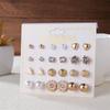 12 Pairs Zircon Stud Earring Set For Women Star Balls Love Flowers Simulation Pearl Earrings Jewelry Sets With Card Cute Brincos