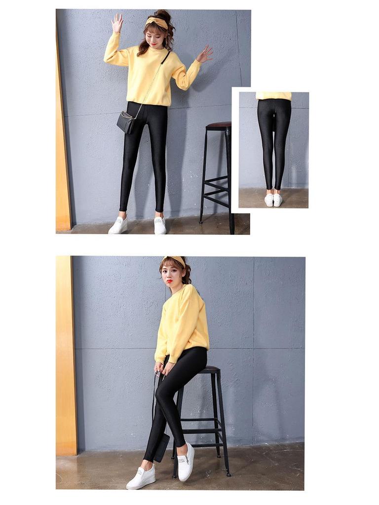 High-Waisted Fleece-Lined Glossy Stirrup Leggings for Outdoors