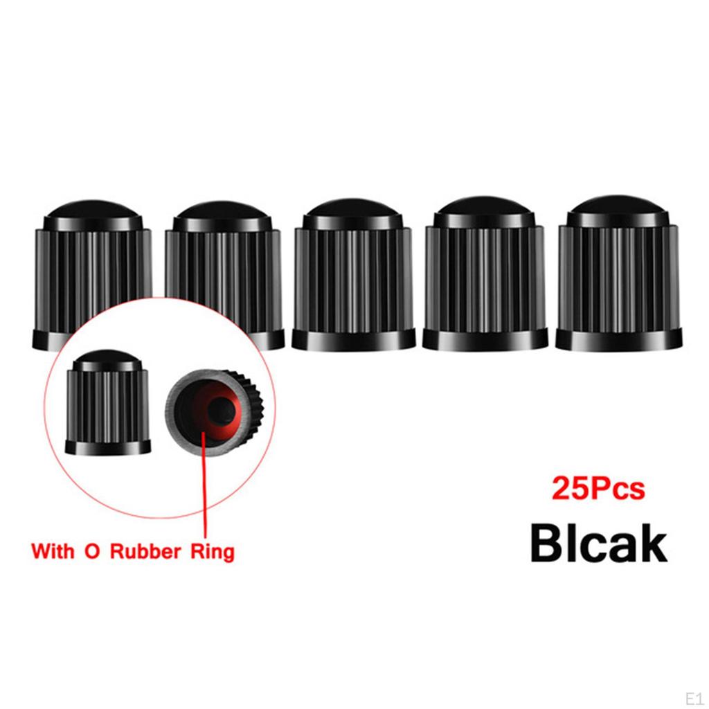 25 Pack Car Tire Valve Caps with Rubber Ring for Vehicle
