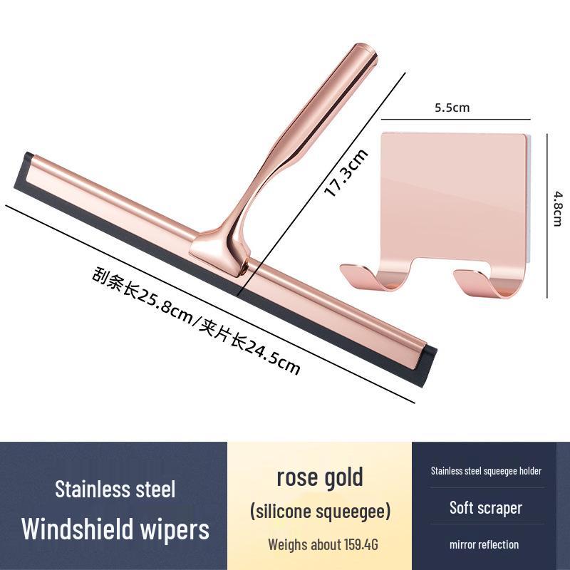 Stainless Steel Silicone Window Squeegee - Ideal for Cleaning Glass in Bathrooms, Restaurants, and Hotels.