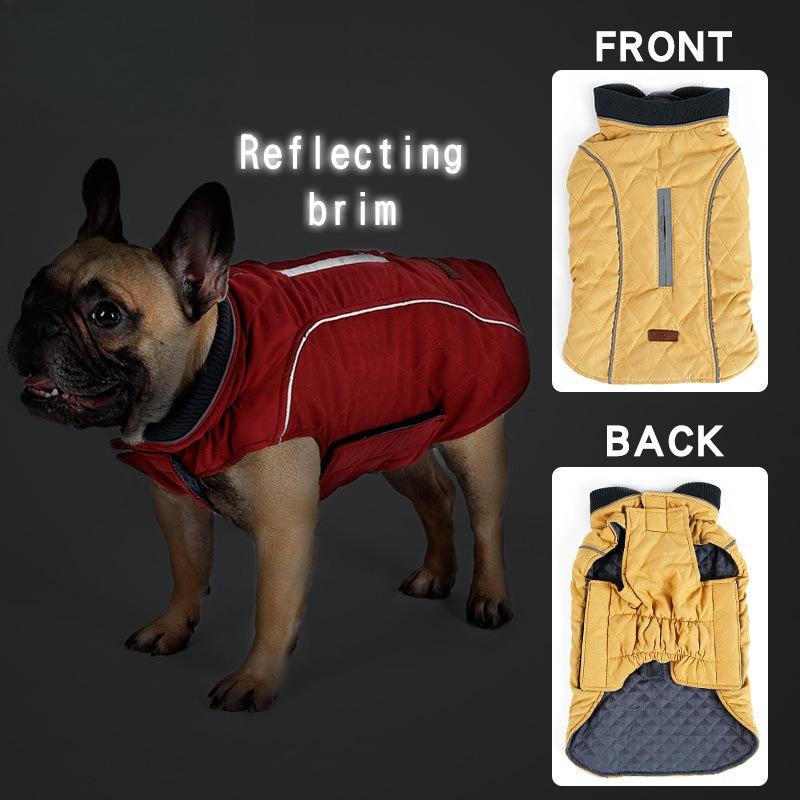 Pet Retro Thickened Warm Dog Clothes Golden Hair Magic Bucket Autumn and Winter Close-fitting Clothing Reflective Vest Pet Clothes